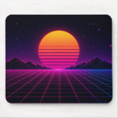 Retro Synthwave Zonsondergang Muismat (Voorkant)