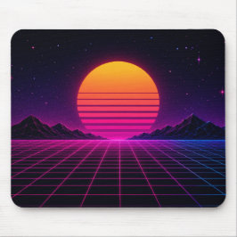 Retro Synthwave Zonsondergang Muismat