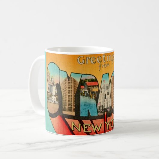 Retro Syracuse New York Groet Mok (Voorkant links)