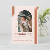 Retro Szevties | Aankondiging van arch Photo Birth (Staand voorkant)