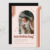 Retro Szevties | Aankondiging van arch Photo Birth (Voorkant / Achterkant)