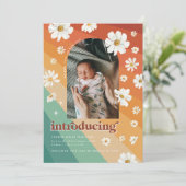 Retro Szevties | Aankondiging van arch Photo Birth (Staand voorkant)