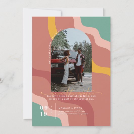 Retro Szevties | Foto maken Datum opslaan Save The Date (Voorkant)