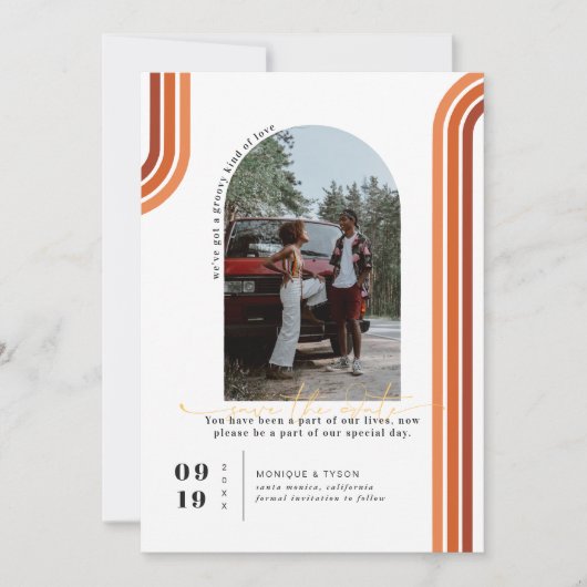 Retro Szevties | Foto maken Datum opslaan Save The Date (Voorkant)