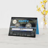 Retro T1 Audiotape 50e verjaardag recto-verso Naam Kaart (Gele Bloem)