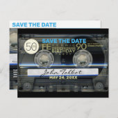 Retro T1 Audiotape 50ste verjaardag Party Opslaan  Uitnodiging Briefkaart (Voorkant / Achterkant)