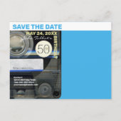 Retro T1 Audiotape 50ste verjaardag Party Opslaan  Uitnodiging Briefkaart (Achterkant)