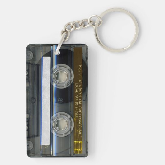 Retro T1 Audiotape Mixtape Cassette, gepersonalise Sleutelhanger (achterkant)