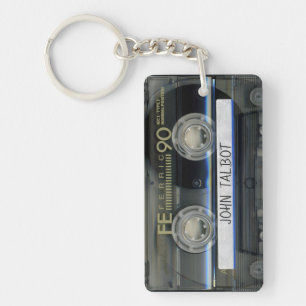 Retro T1 Audiotape Mixtape Cassette, gepersonalise Sleutelhanger