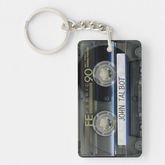 Retro T1 Audiotape Mixtape Cassette, gepersonalise Sleutelhanger (Voorkant)