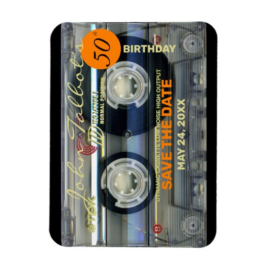 Retro T2 Audiotape 50e verjaardag BESPAAR DE DATUM Magneet (Verticaal)