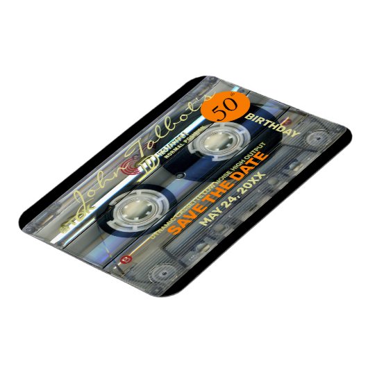 Retro T2 Audiotape 50e verjaardag BESPAAR DE DATUM Magneet (Linkerzijde)