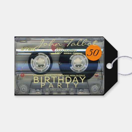 Retro T2 Audiotape 50e verjaardag Dank u Gift T Cadeaulabel (Voorkant (Horizontaal))