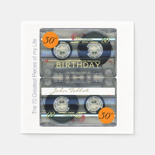 Retro T2 Audiotape 50e verjaardag Gepersonaliseerd Servet (Voorkant)