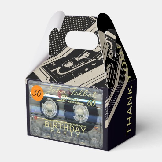 Retro T2 Audiotape 50th Birthday Dank u FB Bedankdoosjes (Voorkant Zijde)