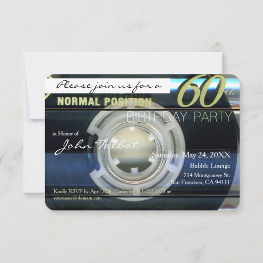 Retro T2 Audiotape 60e verjaardag Uitnodiging (Achterkant)