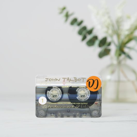 Retro T2 Audiotape DJ Cassette Visitekaartjes (Staand voorkant)