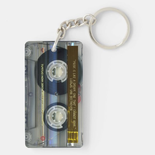 Retro T2 Audiotape Mixtape Cassette, gepersonalise Sleutelhanger (achterkant)