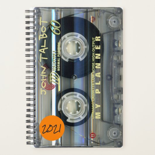 Retro T2 Audiotape Music Quote gepersonaliseerde P Planner (Voorkant)