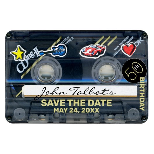 Retro T3 Audiotape 50e verjaardag Save the Date FP Magneet (Horizontaal)