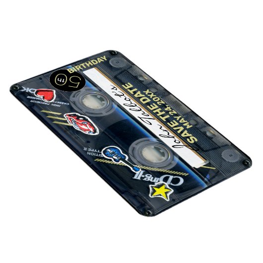 Retro T3 Audiotape 50e verjaardag Save the Date FP Magneet (Rechterzijde)