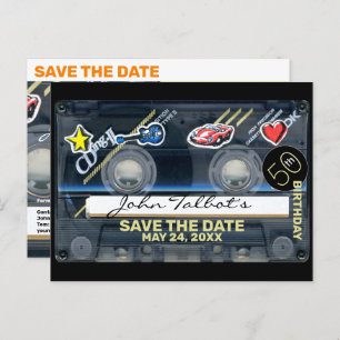 Retro T3 Audiotape 50e verjaardag Save the Date HP Feestdagenkaart