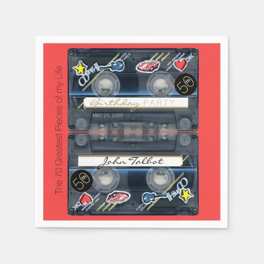 Retro T3 Audiotape 50ste verjaardag Party Paper N Servet (Voorkant)