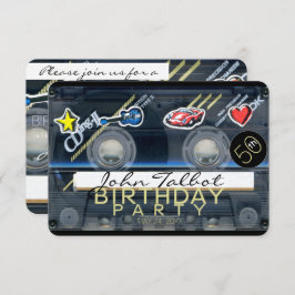 Retro T3 Cassettebandje 50ste Verjaardagsfeest Inv Kaart