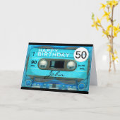 Retro T4 Audiotape 50e verjaardag recto-verso Naam Kaart (Gele Bloem)