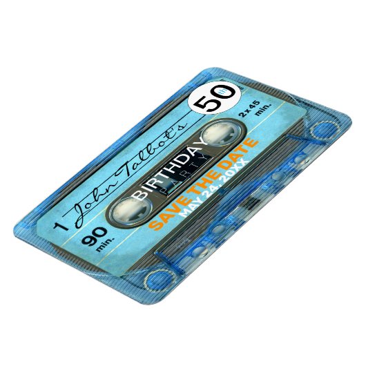 Retro T4 Audiotape 50e verjaardag Save the Date FP Magneet (Linkerzijde)