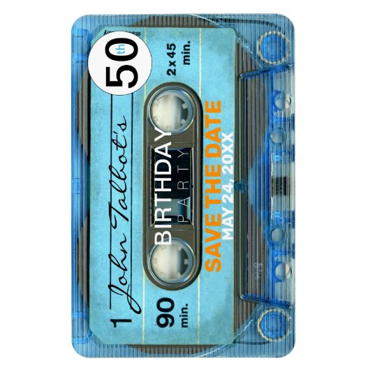 Retro T4 Audiotape 50e verjaardag Save the Date FP Magneet (Verticaal)