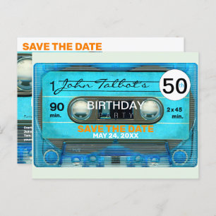 Retro T4 Audiotape 50e verjaardag Save the Date Po Uitnodiging Briefkaart