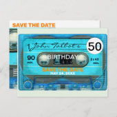 Retro T4 Audiotape 50e verjaardag Save the Date Po Uitnodiging Briefkaart (Voorkant / Achterkant)