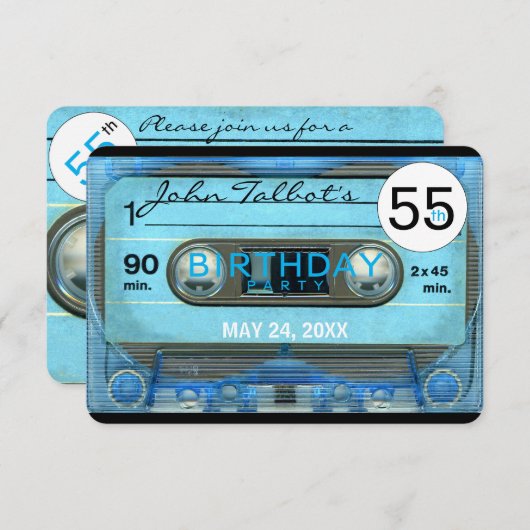 Retro T4 Audiotape 55e verjaardag Uitnodiging (Voorkant / Achterkant)
