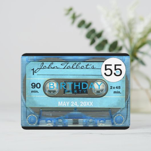Retro T4 Audiotape 55e verjaardag Uitnodiging (Staand voorkant)