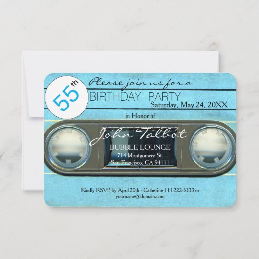 Retro T4 Audiotape 55e verjaardag Uitnodiging (Achterkant)