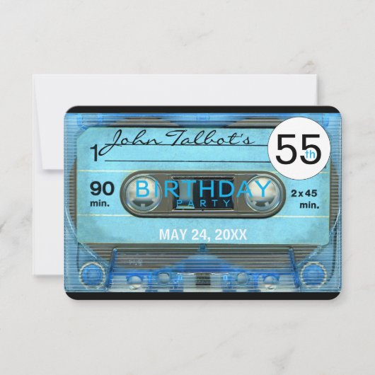 Retro T4 Audiotape 55e verjaardag Uitnodiging (Voorkant)