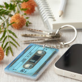 Retro T4 Blue Audiotape mixtape Cassette Name K Sleutelhanger (Voorkant Rechts)