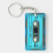 Retro T4 Blue Audiotape mixtape Cassette Name K Sleutelhanger (Voorkant)