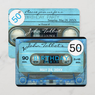 Retro T4 Cassettebandje 50ste verjaardagsfeestje I Kaart