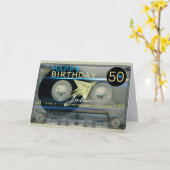 Retro T5 Audiotape 50e verjaardag recto-verso Naam Kaart (Gele Bloem)