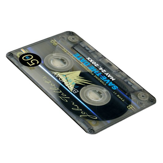 Retro T5 Audiotape 50e verjaardag Save the Date FP Magneet (Rechterzijde)
