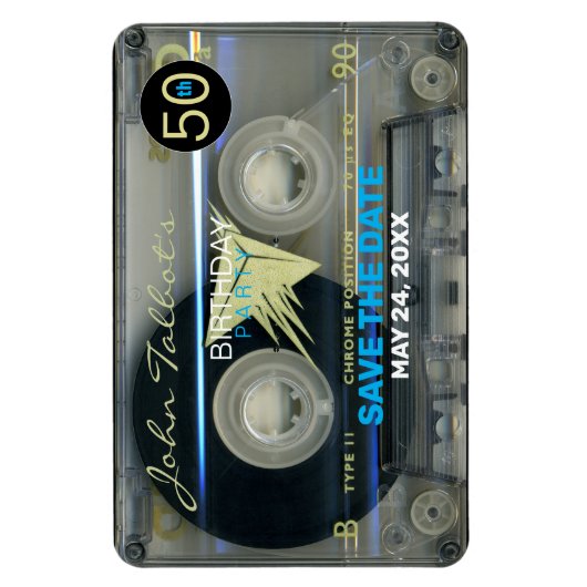 Retro T5 Audiotape 50e verjaardag Save the Date FP Magneet (Verticaal)