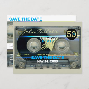 Retro T5 Audiotape 50e verjaardag Save the Date Po Uitnodiging Briefkaart