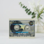 Retro T5 Audiotape 50e verjaardag Save the Date Po Uitnodiging Briefkaart (Staand voorkant)