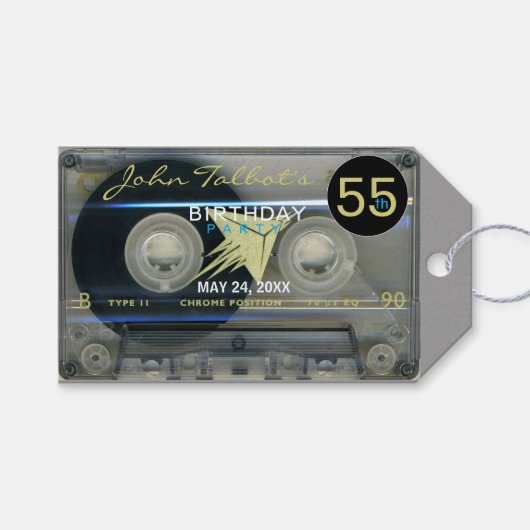 Retro T5 Audiotape 55e Verjaardag Dank u Gift T Cadeaulabel (Voorkant (Horizontaal))