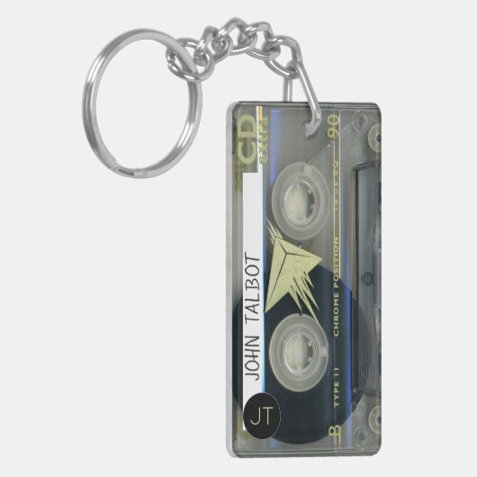 Retro T5 Audiotape Mixtape Cassette, gepersonalise Sleutelhanger (Voorkant Links)