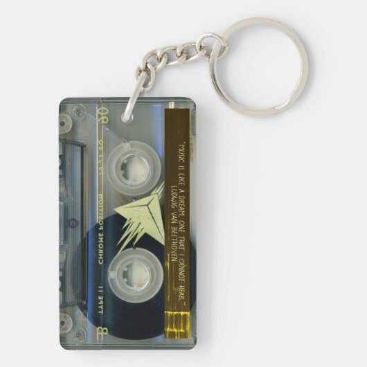 Retro T5 Audiotape Mixtape Cassette, gepersonalise Sleutelhanger (achterkant)