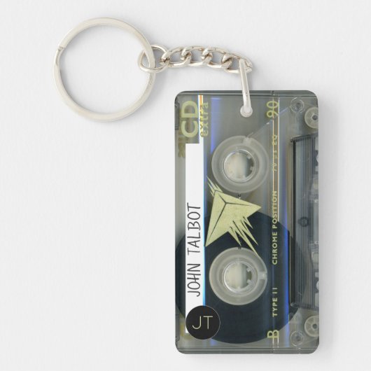 Retro T5 Audiotape Mixtape Cassette, gepersonalise Sleutelhanger (Voorkant)