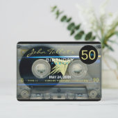 Retro T5 Cassettebandje 50ste verjaardagsfeestje I Kaart (Staand voorkant)